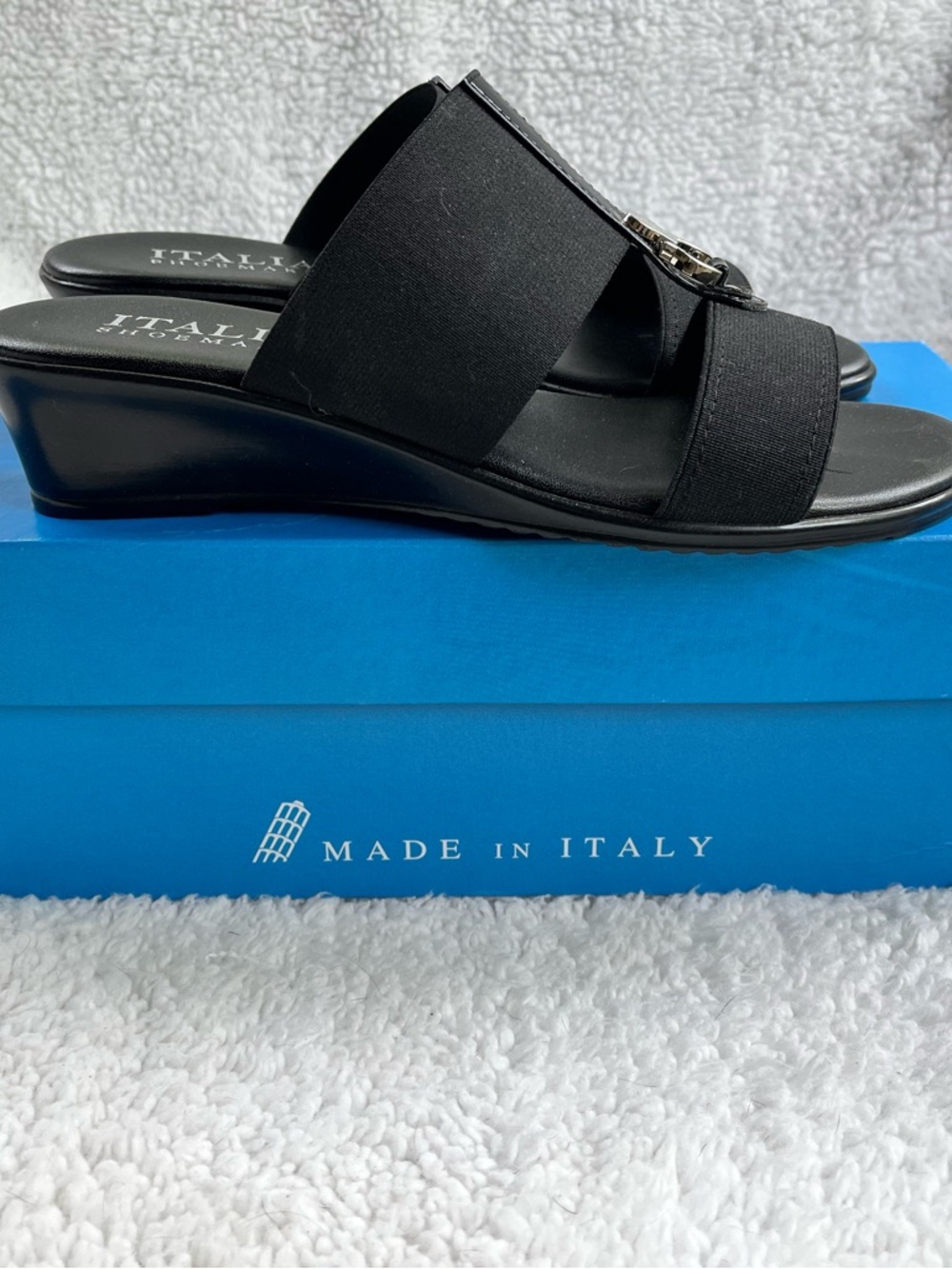 Women’s Black Slide In Sandal Size 6.5 Italian Shoemakers Summer Casual-Dressy - Picture 3 of 10